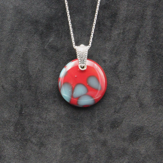 Handmade Red Glass Pendant on a Silver Chain