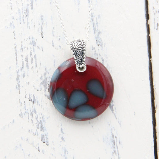 Handmade Red Glass Pendant on a Silver Chain