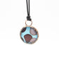 Handmade Turquoise, Black, and Gray Glass Pendant on a Black Cord