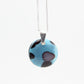 Handmade Turquoise, Black, and Gray Glass Pendant on a Silver Chain