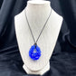 Upcycled Glass Jewelry, Blue Statement Pendant Necklace, Recycled Glass, Gift for Wine Lover, Glass Bottle Art