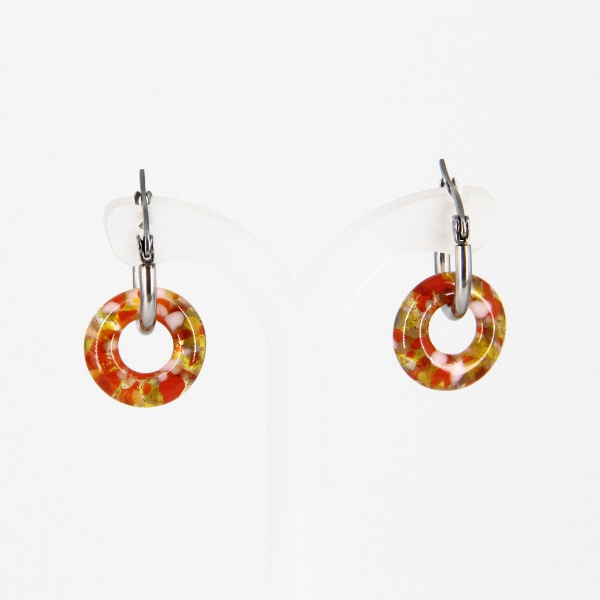 Orange Glass Hoop Earrings