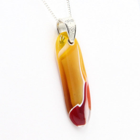 Orange Glass Pendant with Silver Accents