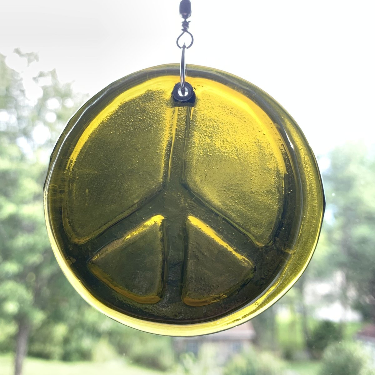 Peace Symbol Suncatcher from Upcycled Wine Bottle