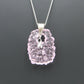 Pink Glass Pendant with Ribbon Charm on Silver Chain - Breast Cancer Awareness