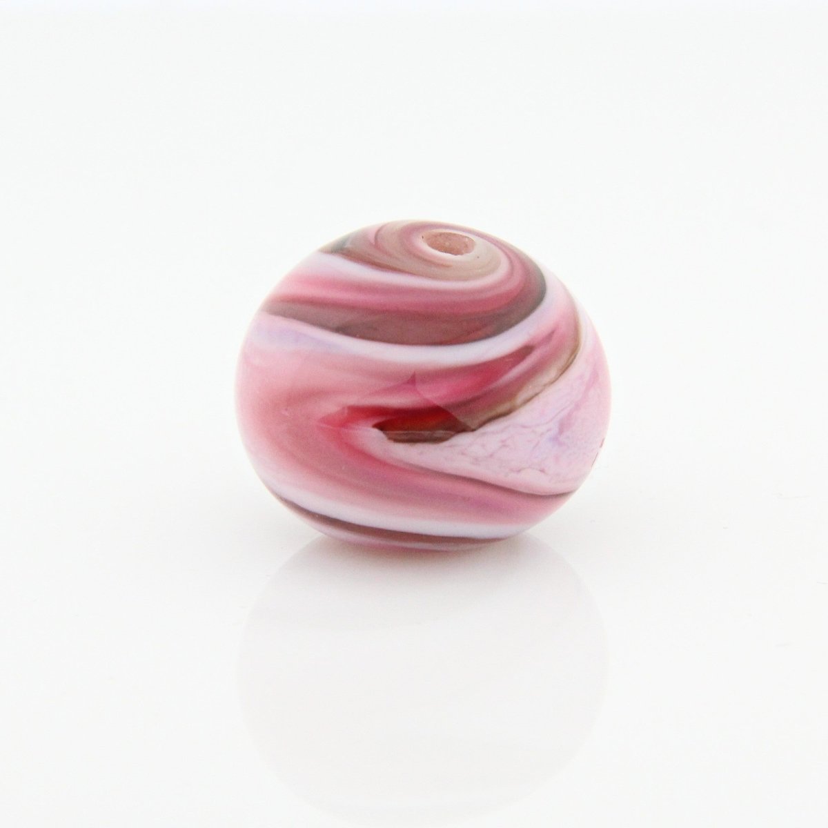 Pink Striped Statement Bead - Handmade Glass Lampwork, Unique Focal Bead for Pendant, Suncatcher, or Home Decorating