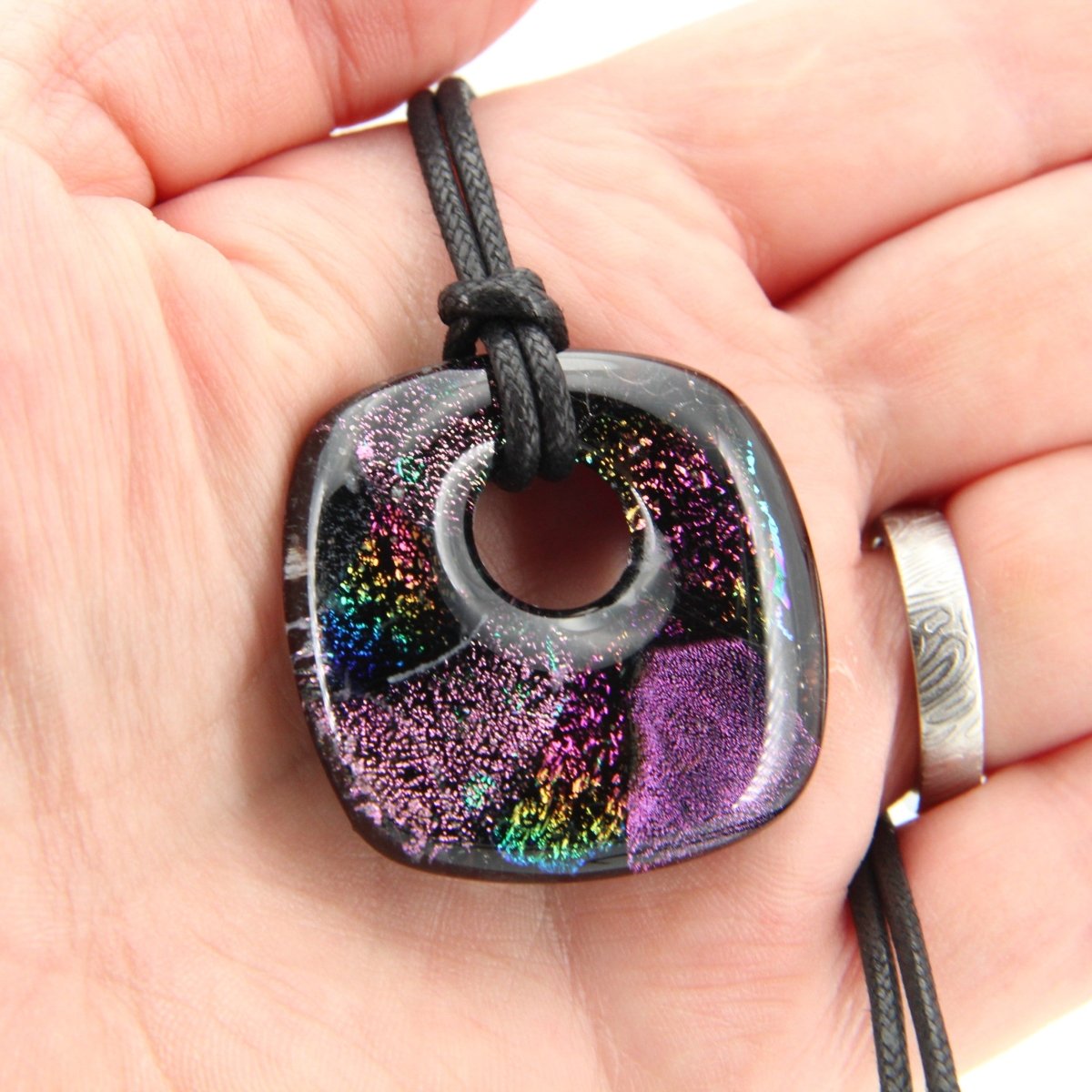 Purple and Rainbow Dichroic Glass Pendant