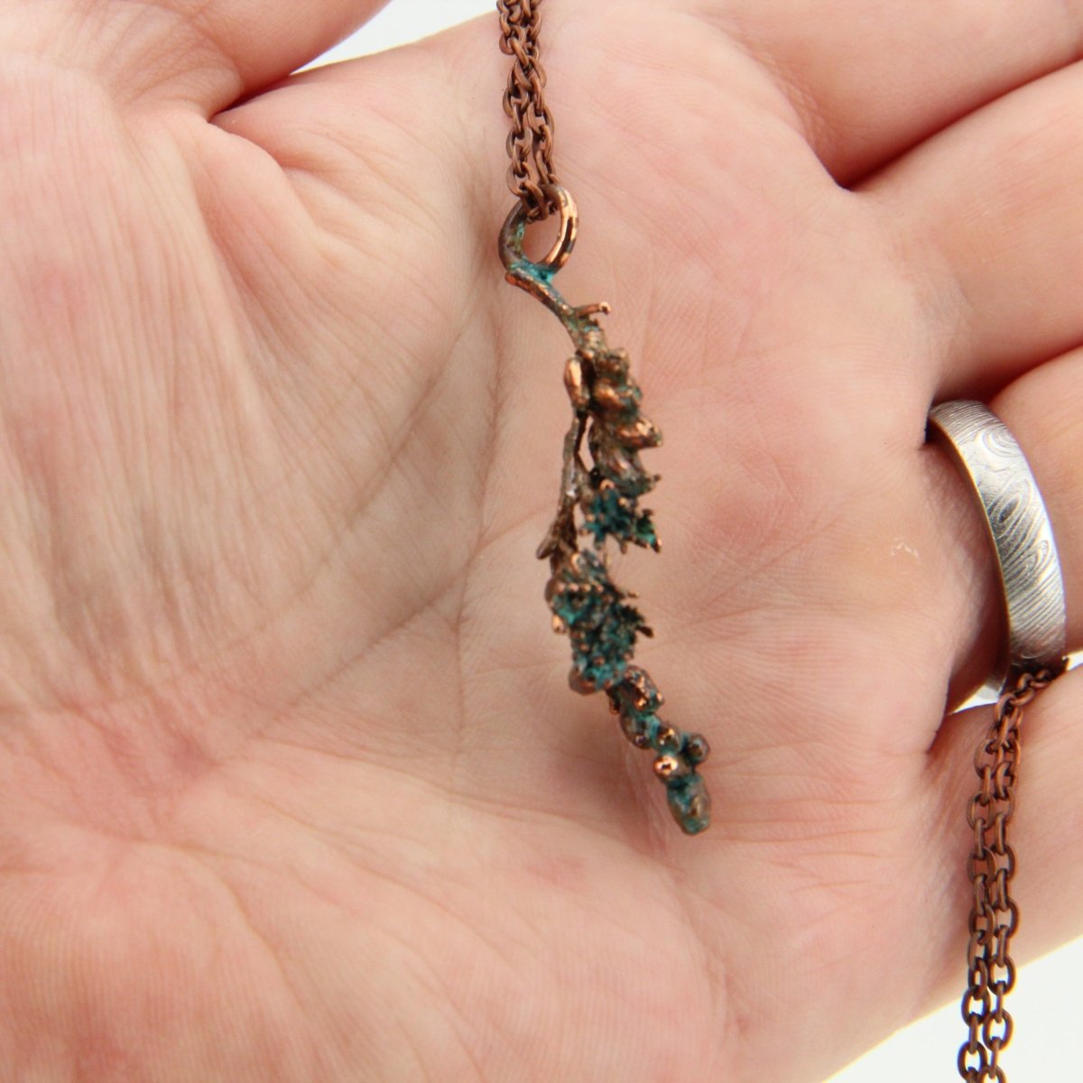 Real Plant Jewelry, Goldenrod Flower Sprig, Solidago rugosa, Copper Electroformed Pendant with Antique Patina, Gift for Nature Lover