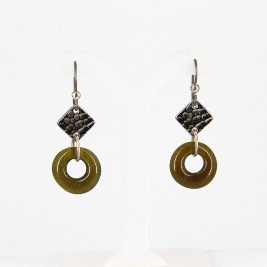Recycled Green Glass Dangle Earrings