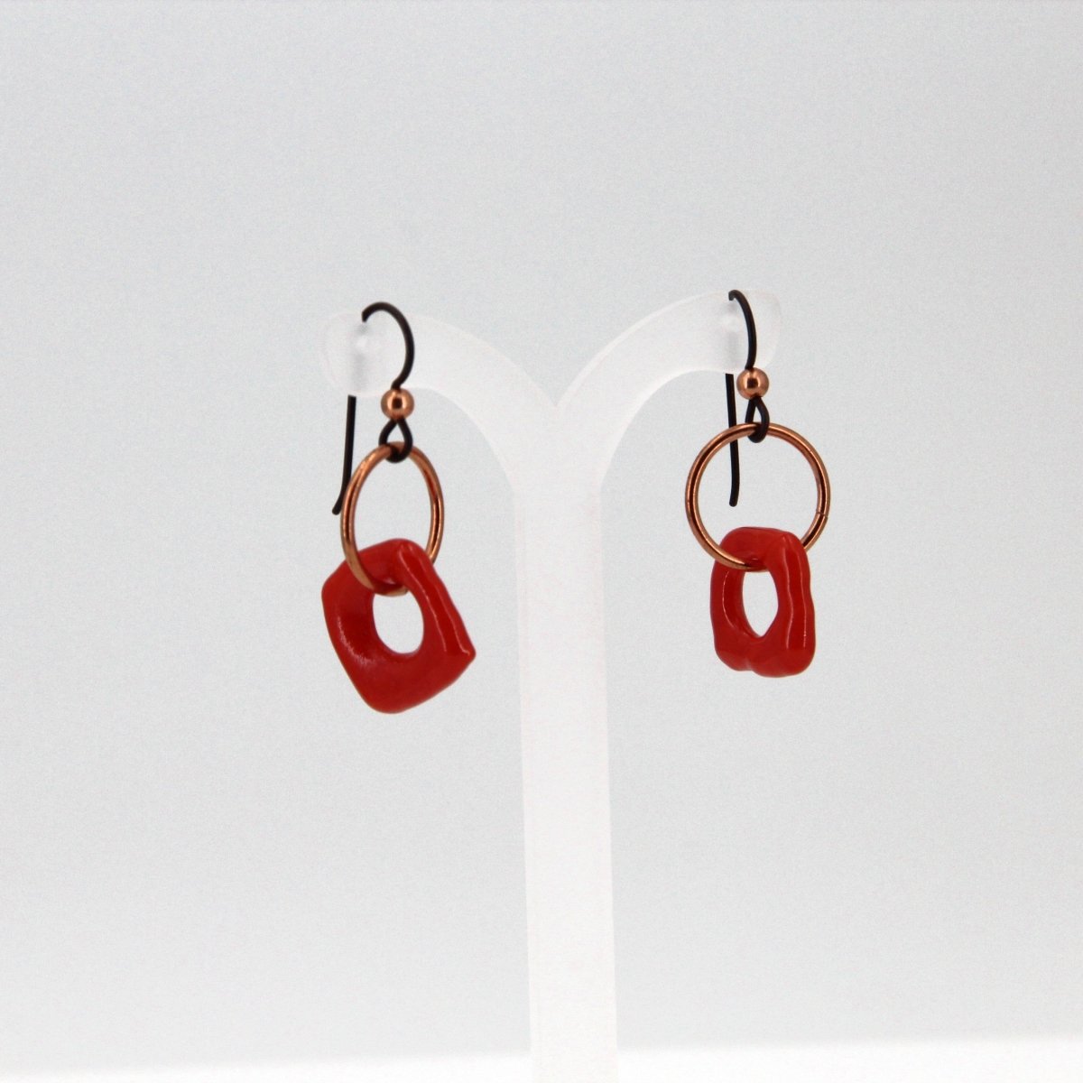 Red and Copper Glass Earrings