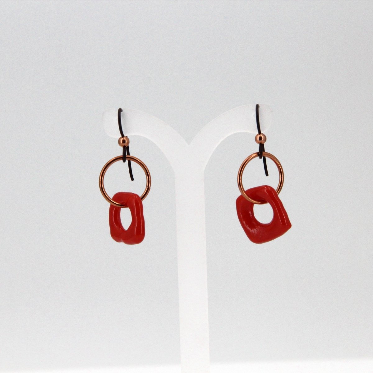 Red and Copper Glass Earrings