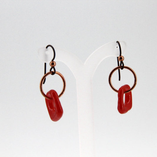 Red and Copper Glass Earrings