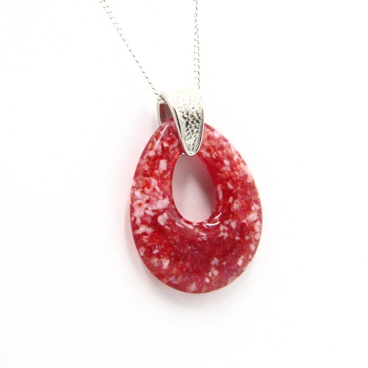 Red and White Glass Pendant