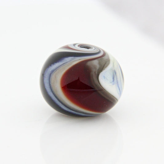 Red, White, and Blue Striped Statement Bead - Handmade Glass Lampwork, Unique Focal Bead for Pendant, Suncatcher, or Home Decorating