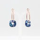 Rose Gold Hoop Earrings with Blue Glass Donuts