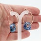 Rose Gold Hoop Earrings with Blue Glass Donuts