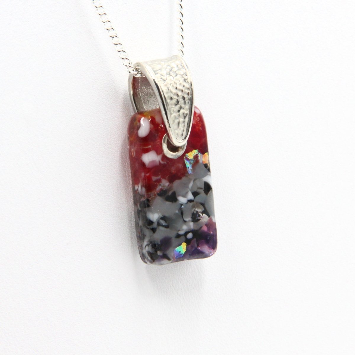 Small Red and Grey Speckled Glass Pendant