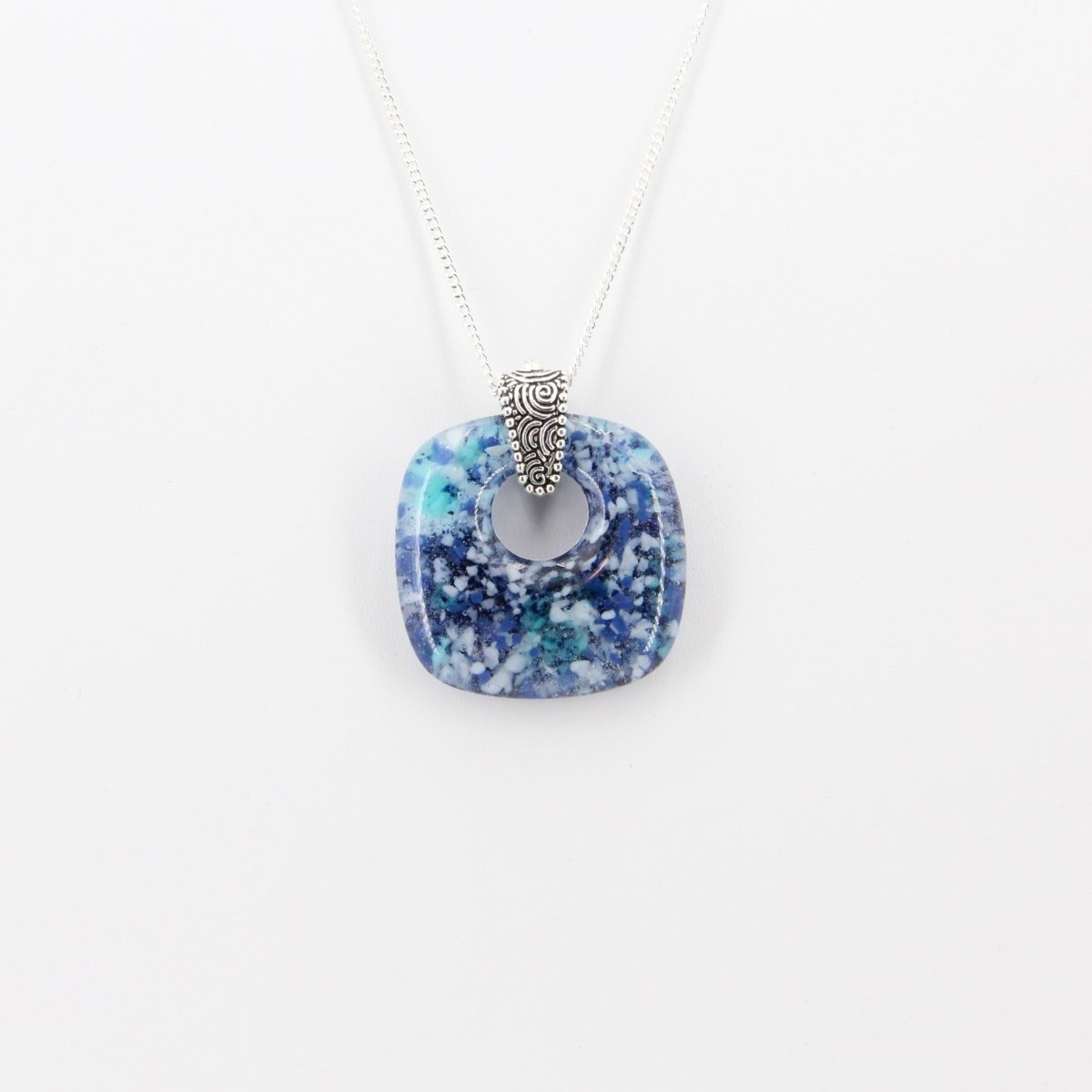 Speckled Blue Glass Pendant