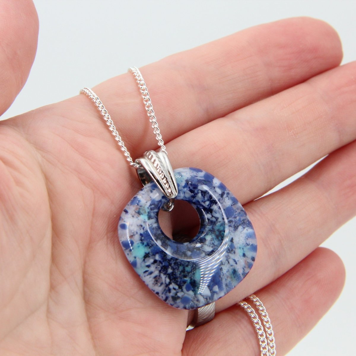 Speckled Blue Glass Pendant