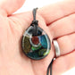 Teal and Bronze Dichroic Glass Pendant