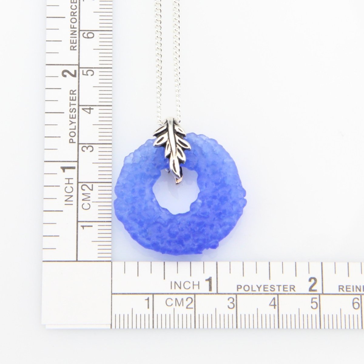 Upcycled Blue Donut Necklace, Recycled Glass Pendant