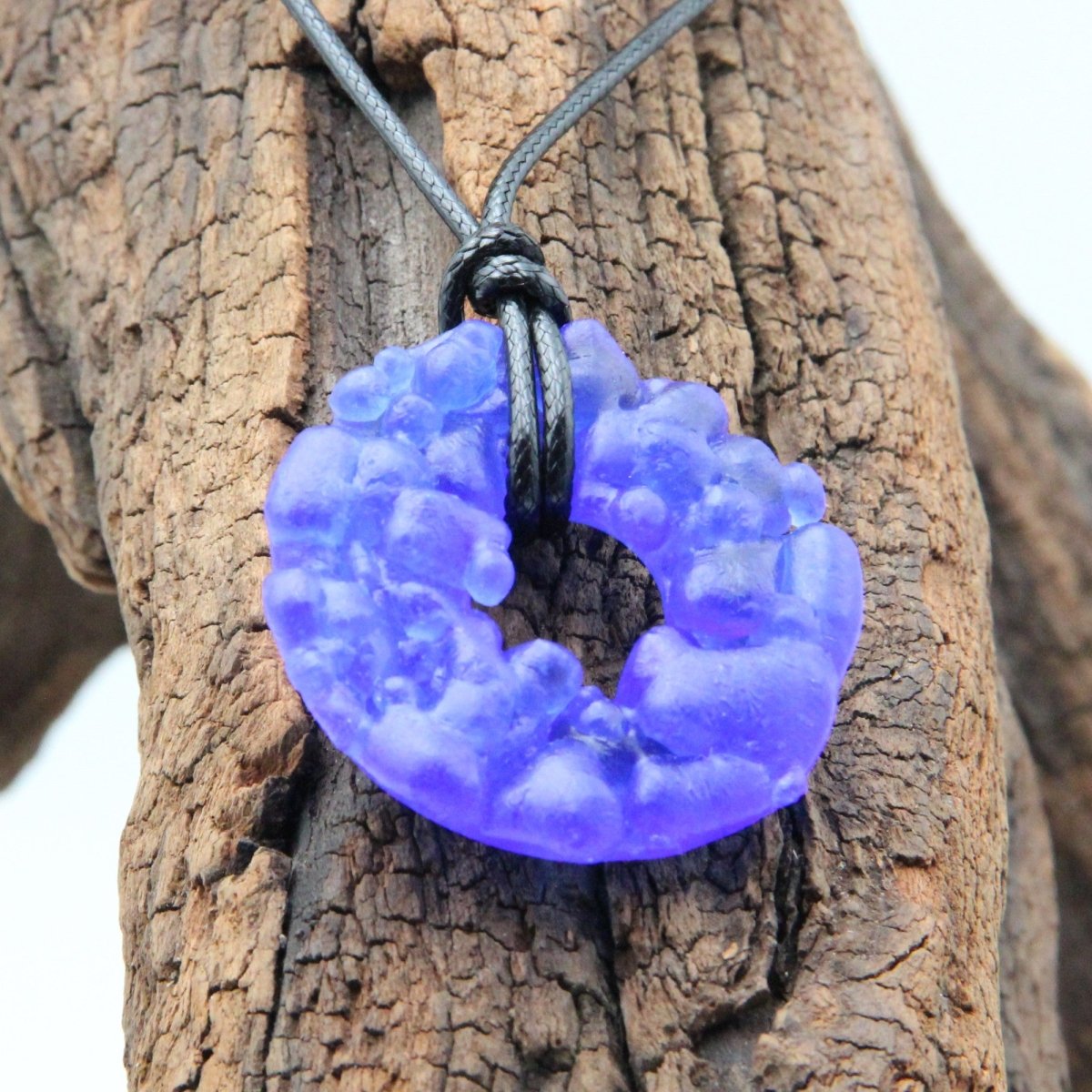 Upcycled Blue Necklace, Recycled Glass Pendant