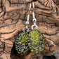 Upcycled Dark Green Dangle Earrings, Recycled Glass, Gift for Wine Lover, Glass Bottle Art