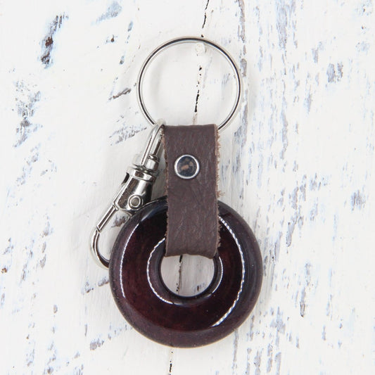 Upcycled Glass and Leather Keychain