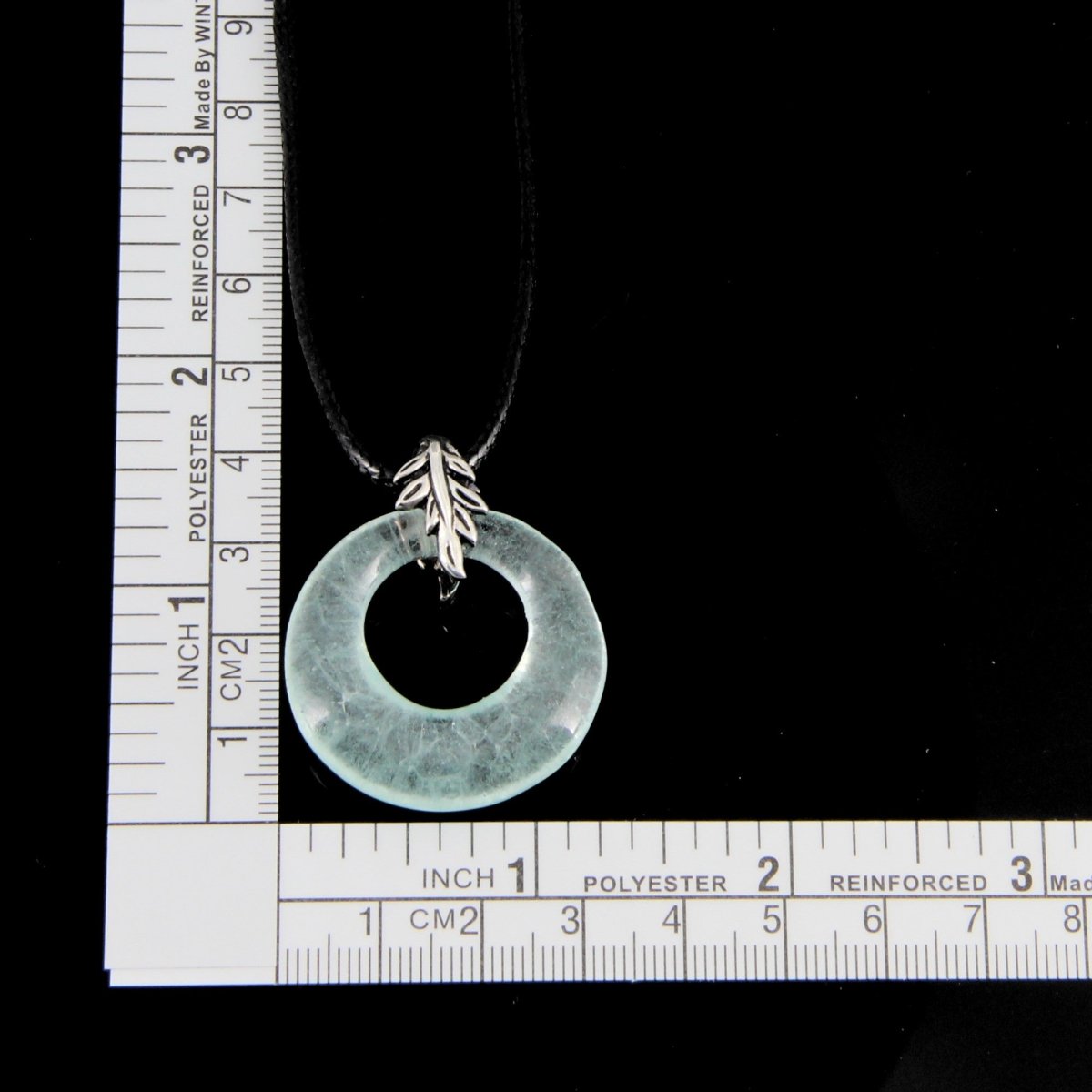 Upcycled Pale Aqua Blue Donut Necklace, Recycled Glass Pendant