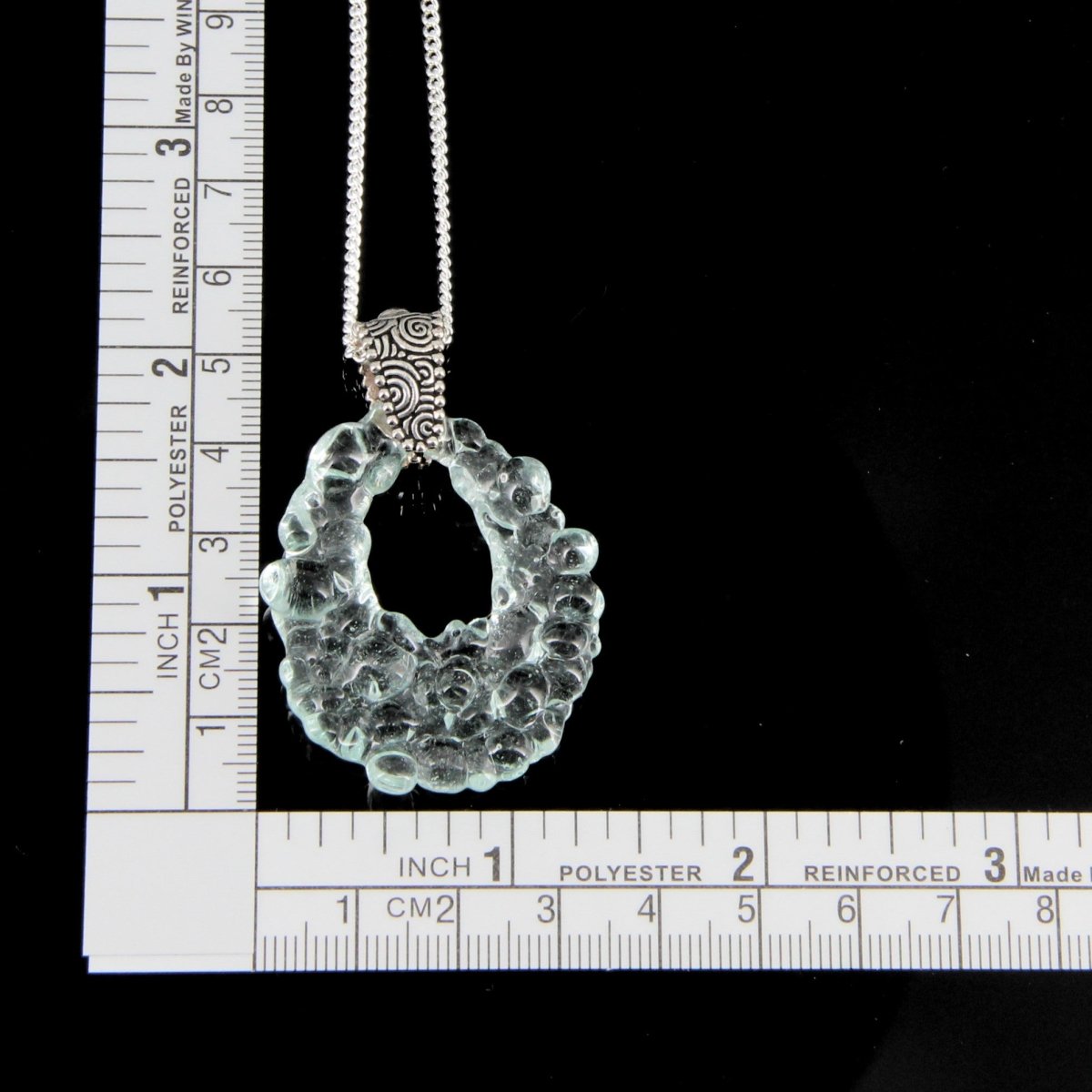 Upcycled Pale Aqua Blue Necklace, Recycled Glass Pendant
