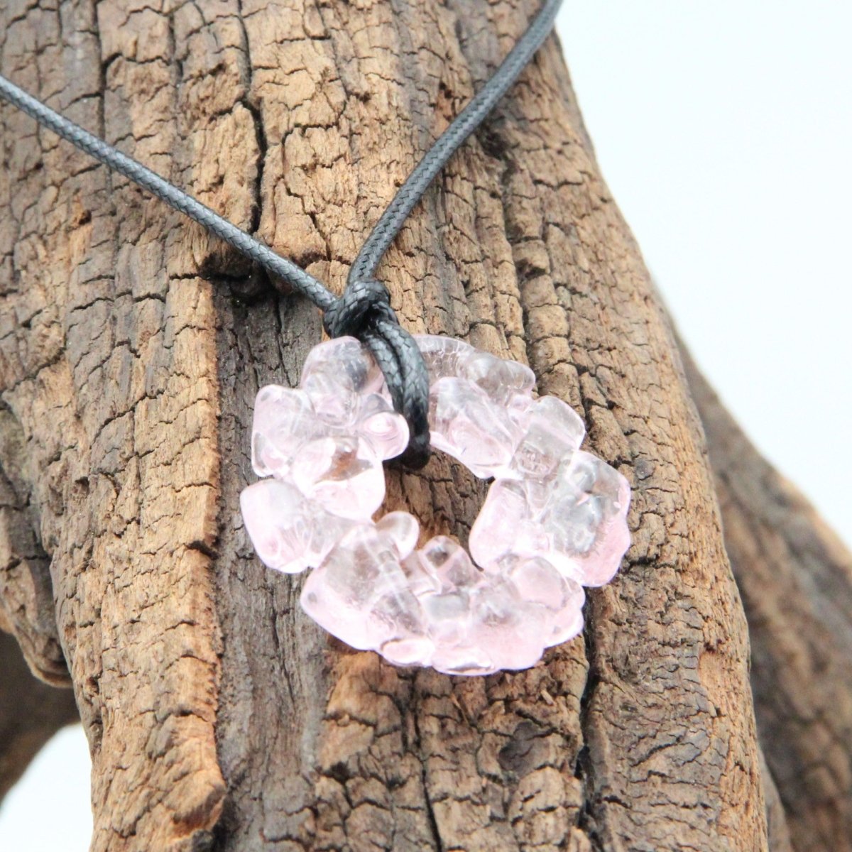 Upcycled Pink Donut Necklace, Recycled Glass Pendant