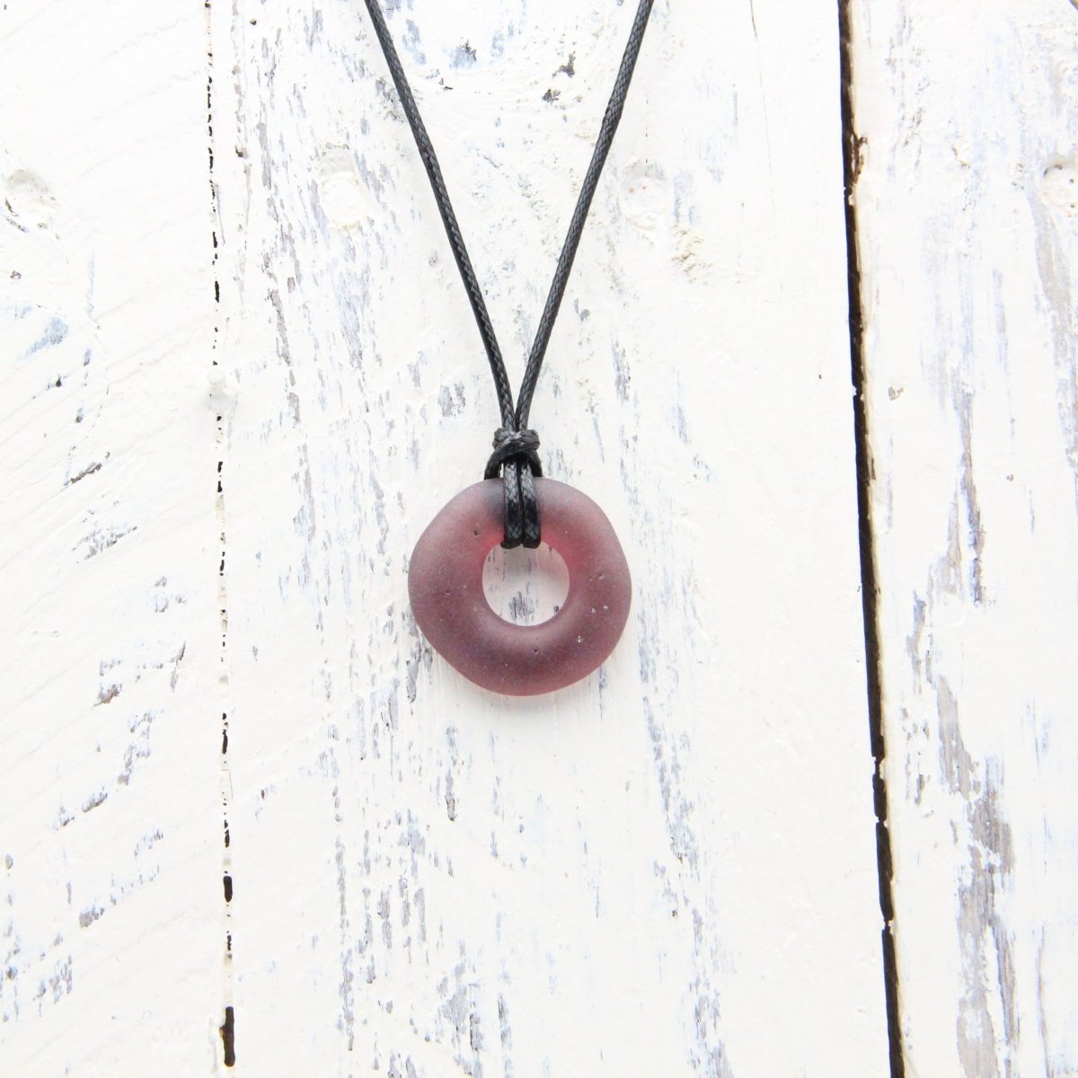 Upcycled Purple Donut Necklace, Recycled Glass Pendant