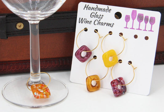 Wine Glass Markers with Handmade Glass Charms