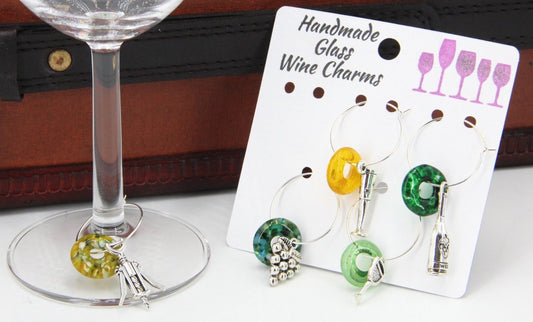 Wine Glass Markers with Handmade Glass Charms