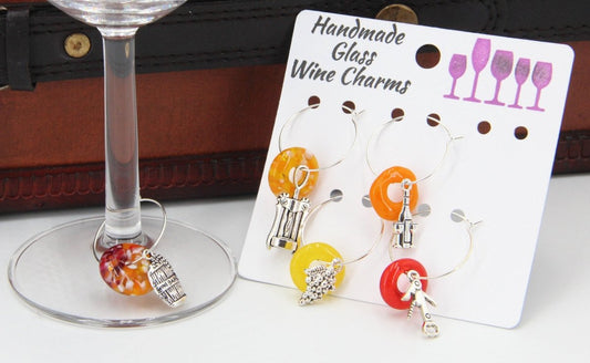 Wine Glass Markers with Handmade Glass Charms