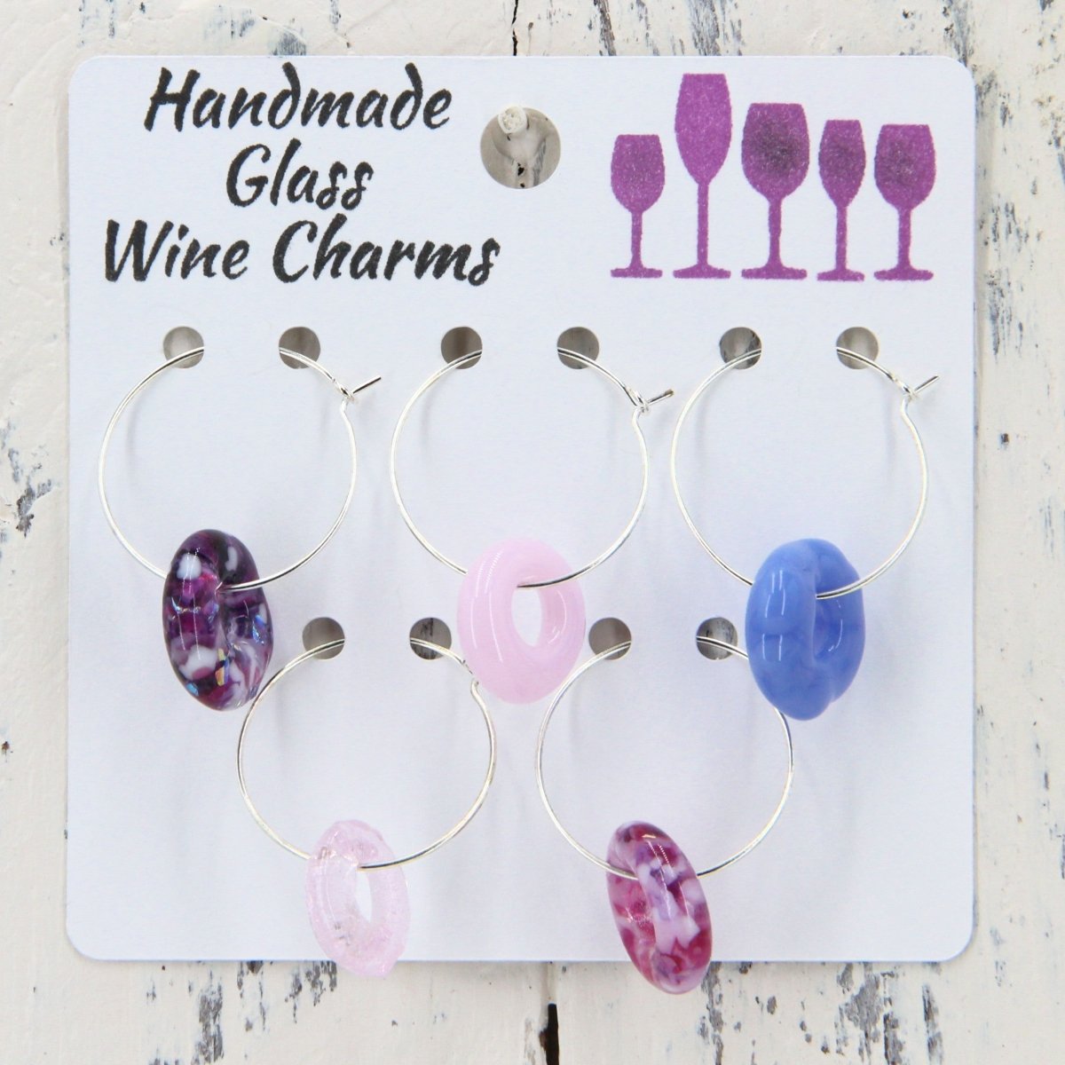 Wine Glass Markers with Handmade Glass Charms