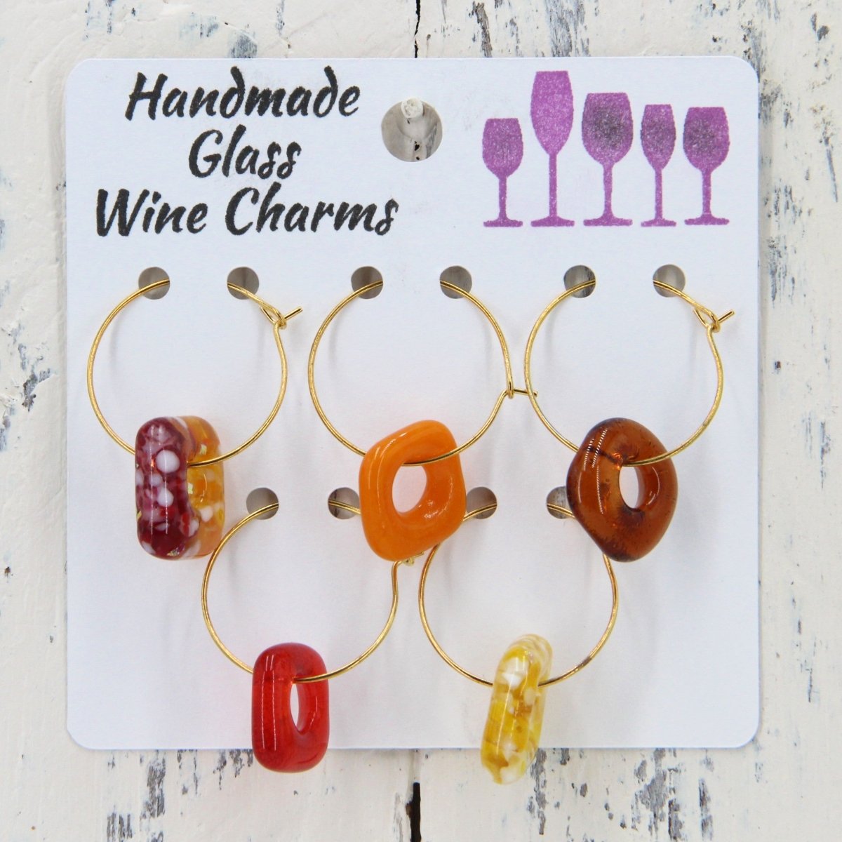 Wine Glass Markers with Handmade Glass Charms