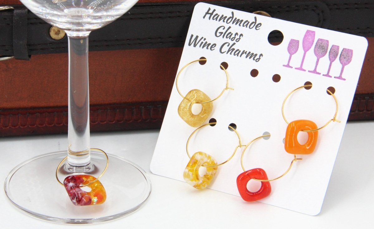 Wine Glass Markers with Handmade Glass Charms