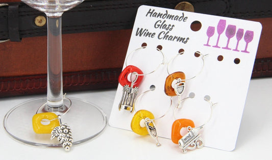 Wine Glass Markers with Handmade Glass Charms