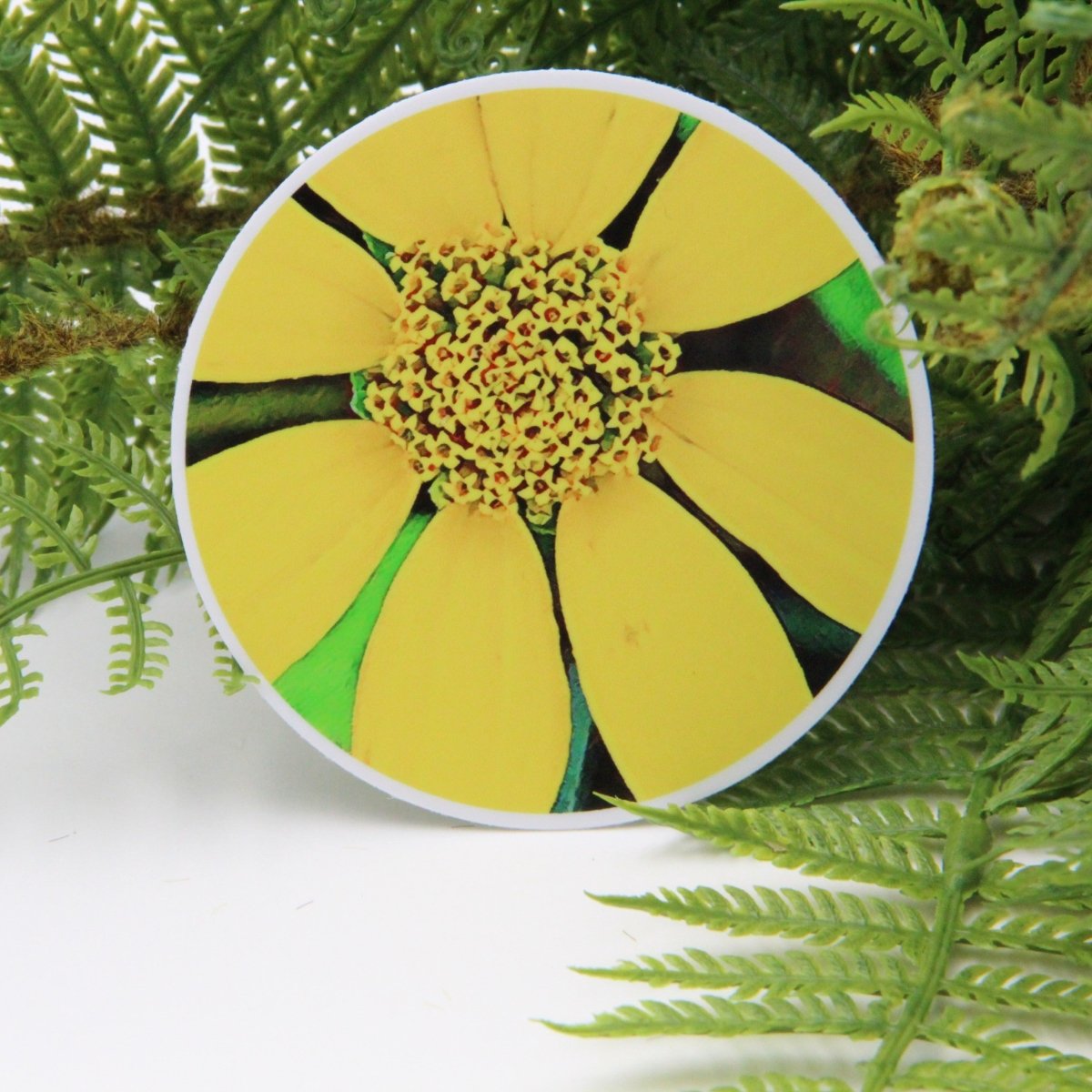 Yellow Coreopsis Flower 3 inch Round Premium Vinyl Sticker